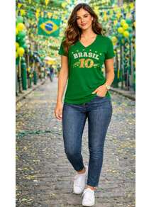Brazil Fabric V-Shaped Piece Holiday Daily Vacation Sports And Fitness Travel - 10 GREEN - View 5