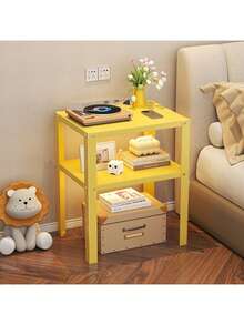 1pc Bedside Storage Rack, Space-Saving Home Use. Simple Iron Bedside Shelf For Storing Items. Bedside Table Or Small Desk For Organization. Storage Rack For Tidying And Storage. - Multicolor - View 12