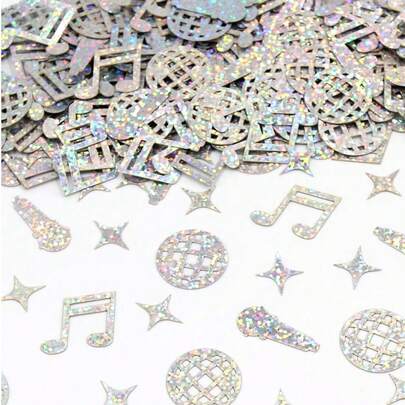 100 mảnh giấy kim tuyến, hình quả cầu disco, micro, nốt nhạc, ngôi sao, trang trí tiệc disco, tiệc kỷ niệm, tiệc karaoke | Thích hợp cho lễ tốt nghiệp, trang trí đám cưới, tiệc âm nhạc, giấy kim tuyến trang trí và giấy hình nốt nhạc | Trang trí bàn tiệc sinh nhật, tiệc cô dâu, tiệc đính hôn