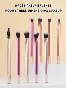 化妆刷套装 9支装 柔软合成毛化妆刷 粉底刷 腮红刷 眼影刷 化妆品化妆工具 - 彩色 - 查看 6