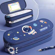1pc Astronaut Design Double-Layer Pencil Case, High-Quality Large Capacity Stationery Box, Minimalist Cute Cartoon Pencil Pouch For Boys - Pencil Case - View 10