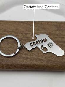 Llavero personalizado de acero inoxidable con grabado - Texto personalizado, diseño resistente a la corrosión, estilo casual - Multicolor - Ver 1