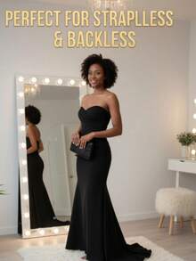 New Silicone Invisible Bra With Straps, Non-Slip Style, Lift And Enhance Cleavage, Designed For Wedding Photography, Strapless Dresses, Invisible Underwear, Dresses, Travel & Vacation - Apricot - View 4