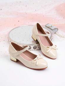 Bowknot Sweet Outdoor Casual Shoes For Girls, Spring/Summer - Apricot - View 1
