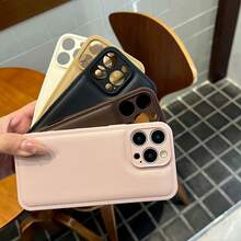 1pc High-Quality Leather Texture Phone Case Suitable For IPhone 17/17 Pro/17 Pro Max, 16/16 Pro/16 Plus/16 Pro Max, 15/15 Pro/15 Plus/15 Pro Max, 14/14 Pro/14 Plus/14 Pro Max, 13/13 Pro/13 Pro Max, 12/12 Pro/12 Pro Max, 11/11 Pro Max, Soft Creative Leather Texture Case - Pink - View 5