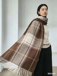 Houndstooth Scarves Are Soft, Pleasant To The Touch, And Indispensable For Autumn And Winter. - Coffee Brown - View 3