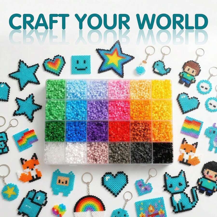مجموعة خرز احترافية بالصهر الحراري 24/48/72/96 لون للبالغين DIY، خرز بقوة صناعية مع علبة تخزين & إكسسوارات ديكور المنزل. - أنماط متعددة - مشاهدة 1