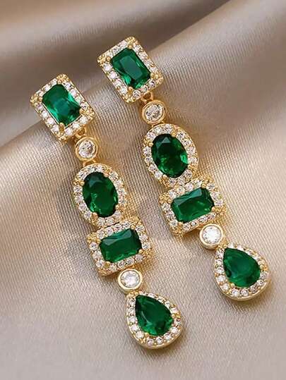 1 Pair Romantic Cubic Zirconia Drop Earrings For Women For Wedding Engagement Anniversary Party Jewelry Valentine's Day Gift