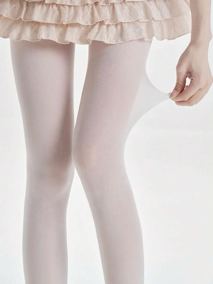 1双女士白色超薄面膜袜，透明连裤袜，芭蕾舞风格夏季打底裤 - 白色 - 查看 1