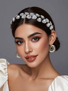 1个闪亮水晶发箍，简约心形公主风，适合新娘、婚礼、约会、外出、派对、送礼、休闲佩戴 - 彩色 - 查看 2