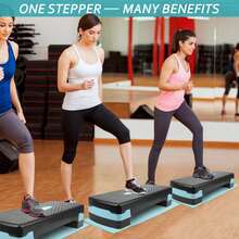 Crystals Adjustable Aerobic Stepper Fitness Step Board With Risers Home Gym Exercise Cardio Yoga Step Platform Blue - Black - View 5