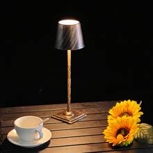Portable Rechargeable LED Decorative Table Lamp, Touch Dimming, 3 Color Temperatures, Metal Minimalist Design, Square Base & Upright Lamp Body, Built-In Lithium Battery, USB Charging, Suitable For Bedside, Living Room, Study - Multicolor - View 5