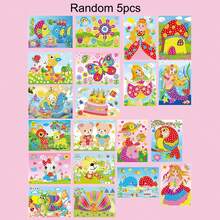 5/10片装DIY纸质绘画板，塑料钻石贴纸画，卡通动物贴纸，生日派对礼物 - 杏色 - 查看 9