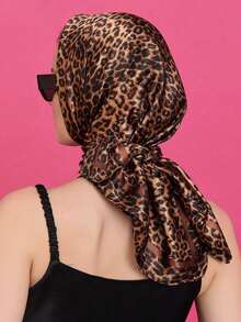 1 pieza Pañuelo/Diadema de 90cm con estampado de leopardo retro, accesorio suave y ligero versátil, adecuado para uso diario, desfiles de moda, estilo callejero, fiestas, todas las estaciones, excelente para el Día de San Valentín, Día de la Madre, atuendo de graduación - Multicolor - Ver 4