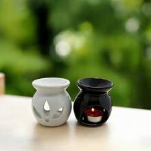 手工陶瓷香薰扩散器，营造卧室柔和氛围，黑白陶瓷精油炉 - 幸運三葉草 - 查看 1
