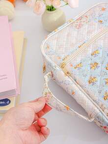 1pc Large Kids Book Protector, Kids School Supplies Case, Bible Book Protector, Quilted Bible Bag, Spacious Portable Dustproof Book Cover, Floral Pattern Bible Organizer Bag (Quilted Organizer With Handle), Book Protector, Home Organizer With Zipper Bag And Handle, Bible Study Supplies, Teacher Gift, Back-To-School Gift, Cute Birthday Gift For Girls - Multicolor - View 8