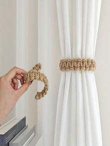 1/2/4pcs Window Curtain Tie Backs, Woven Curtain Ropes Curtain Clips Curtain Holders For Bedroom Living Room Home Decor - one-size - View 2