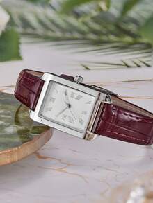 1pc Women's Casual Quartz Watch With Minimalist Leather Strap, Suitable For Daily Wear - Silver - View 2