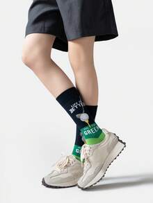1/5 Pairs Daily Casual, Non-Slip, Moisture-Wicking, Breathable Sports Crew Socks - Green - View 4