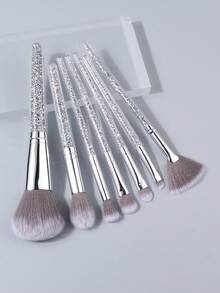 7支装闪亮水晶化妆刷套装，柔软合成毛，全套面部眼部美容工具，礼品全新 - 彩色 - 查看 5