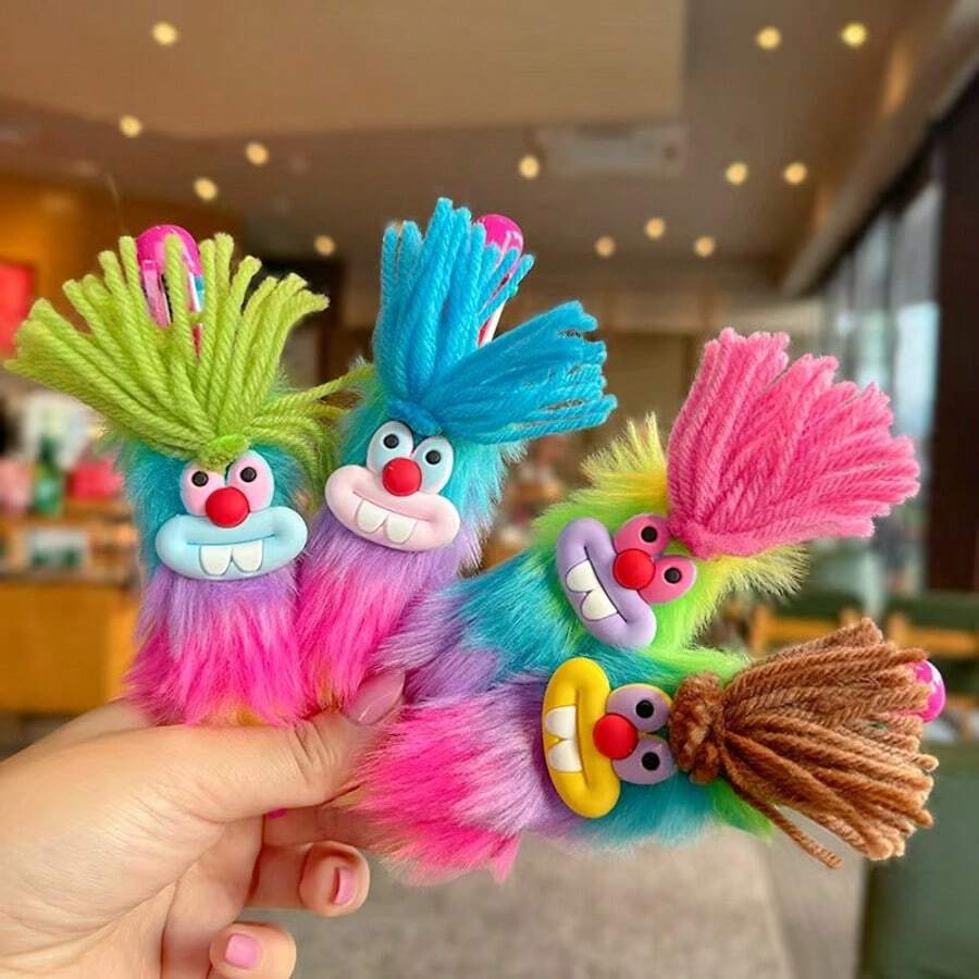 彩色毛绒兔子牙齿圆珠笔，创意可爱毛绒文具笔，适合学生、日记本、记笔记等使用 - 彩色 - 查看 1