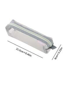 1pc Transparent Mesh Pencil Case, Thickened Minimalist Nylon Zipper Pouch, Portable Storage Bag, Stationery Organizer, Large Capacity Exam Bag For Ballpoint Pen, Mechanical Pencil - Pencil Case - View 7