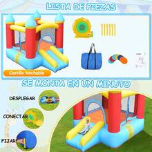 Gran castillo inflable, dimensiones 2.55 x 1.95 metros, con tobogán y piscina de bolas, apto para el juego infantil. - Rojo - Ver 8