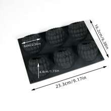 Khuôn bánh mousse mâm xôi cỡ lớn 6 ngăn, khuôn silicon 3D làm bánh sô cô la mâm xôi, khuôn nến hình trái cây. - Đen và trắng - Xem 8