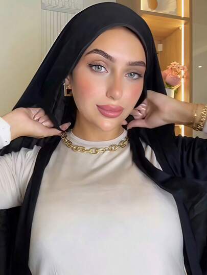 1pc Women's Instant Headscarf, 100% Cotton Flowing Scarf, Classic Solid Color Tie-Back Shawl, Suitable For Daily Wear, Abaya, And Holiday Occasions. Made Of Premium Modal Silk-Like Cotton, Smooth, Comfortable And Skin-Friendly.