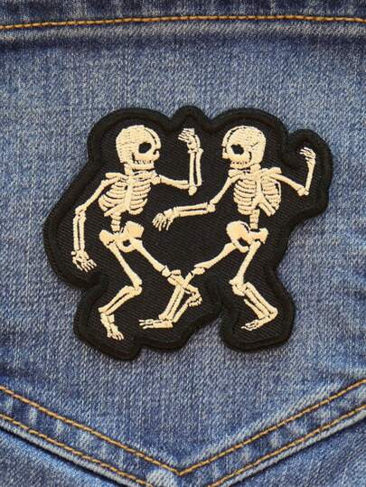 骷髅舞刺绣贴片 - 精致刺绣工艺 - 节日骷髅舞装饰贴花 - 非常适合装饰衣物和帽子