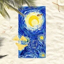 1条艺术星空沙滩巾，超柔软超细纤维特大号沙滩毯，高吸水性浴巾，适合旅行、游泳池、潜水、冲浪、瑜伽、露营，多种尺寸可选，沙滩必备配件 - D - 查看 7