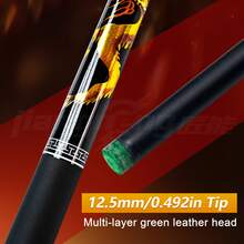 12.5 Mm, Two Pieces, 1/2 Inch, Glass Fiber, American Eight-Ball Cue, Cue With Dragon Pattern - Black - View 4