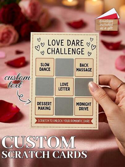 Bộ thẻ cào thử thách dành cho cặp đôi với nội dung tùy chỉnh, trò chơi tương tác lãng mạn cho buổi hẹn hò đêm với hình trái tim vẽ màu nước, bộ thẻ hoạt động cào vui nhộn kèm phong bì, món quà hoàn hảo cho Ngày Valentine/Kỷ niệm ngày cưới dành cho các cặp đôi, tuyệt vời cho buổi hẹn hò đêm/hoạt động gắn kết tình cảm.