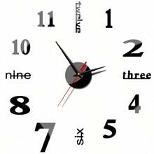 现代静音夜光数字挂钟 - 静音无滴答声，自粘式，复活节房间装饰钟，亚克力镜面设计，简约圆形钟，适用于客厅和书房，电池供电（不含电池） - 彩色 - 查看 14