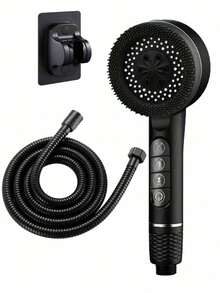 Prague Steel Shower Set, High Pressure Shower Head With Filter, 4 Spray Functions, Includes Flexible Hose Handheld Showerhead, ABS Bracket With Cleaning Sprayer, For Shower Use Only - Multicolor - View 14