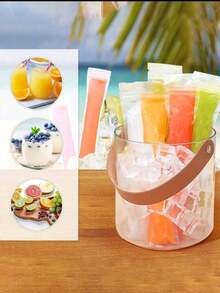 50pcs Long Ice Cream Bags, Suitable For Vegetables/Juices, Fruit Purees, Ice Cream, Frozen Fruits, Can Be Sealed At Low Temperatures, DIY Ice Cream Bags And Food Packaging Bags, Party Kitchen Gift Bags, Disposable Lollipop Ice Bags, Crushed Ice Bags, Transparent Self-Sealing Lollipop Ice Bags - Multicolor - View 7