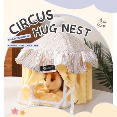 ITANDME Chuồng trú ẩn cho chuột lang, Chuồng trú ẩn kiểu rạp xiếc sành điệu cho chuột lang, Nhà cho chuột hamster in họa tiết đẹp mắt, Giường cho chuột lang thoáng khí và ấm cúng, Giường cho chuột hamster, Chuồng trú ẩn cho chuột hamster, Giường cho nhím