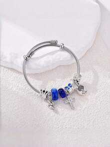 1 chiếc vòng tay nữ thời trang và đa năng, mặt dây chuyền hình thánh giá đính vương miện và cây sự sống, sản phẩm mới, trang sức cao cấp dành cho nữ, phù hợp để đeo hàng ngày và dự tiệc. - Nhiều màu - Xem 6