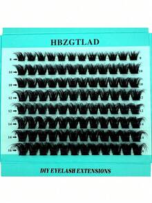 8 hàng 96 miếng mi giả dạng chùm phân đoạn hỗn hợp, hộp màu xanh dương, dày, độ cong C D, kiểu 3D, mềm mại, dạng quạt, phong cách Manga, tự nối mi. - C - Xem 6