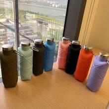 1 Piece 700ml Creative Diamond-Shaped Water Bottle |   Portable Silicone Foldable And Retractable Cup, Outdoor Sports Water Bottle, Sealable Wide Mouth, Matte Finish - 藍色 - 查看 4