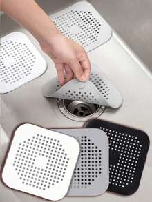 Multi-Use Flexible Silicone Sink Protector Mat, Fine Hole Anti-Clog Drain Filter Cover, Waterproof Reusable Hair Catcher Stopper For Kitchen Sink, Bathtub, Laundry Room And RV Sinks, Easy To Install And Clean, Practical Household Drain Protector Accessory For Bathroom And Daily Home Use - Light Grey - View 3