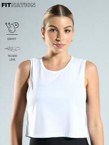 FITNATION Cropped Fitness Dry Fit Tank Top Ideal For All Sports With Quick Sweat Drying - 白色 - 查看 2
