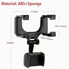 Car Rearview Mirror Mount Car Phone Bracket Navigation GPS Stand Foldable Adjustment Phone Holder Car Car Accessories - Black - View 2