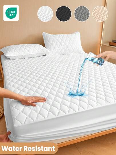 1pc Solid Color Fitted Sheet, Bedding, Fitted Sheet, Mattress Cover, Soft & Comfortable Bedroom Bedding, Skin-Friendly Mattress Protector, Dust & Moisture Proof, Available In Multiple Colors, Ultrasonic Diamond Pattern Fitted Sheet, Suitable For Various Bed Sizes (Twin, Full, Queen, King), Bedding Gift, Polyester Fitted Sheet