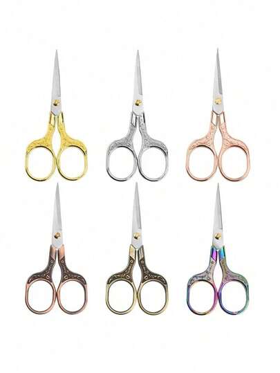 1 Piece 5-Inch Retro Style Stainless Steel Scissors For Sewing/Embroidery, Floral Pattern, Comfortable Zinc Alloy Handle, Various Color Options (Gold/Silver/Rose Gold/Bronze/Antique Green/Multicolor), Sharp And Durable For Cutting Threads, Paper, Fabric, Suitable For Home, School, Craft Class, Tailoring, Student DIY, Office, Valentine's Day Gift, Party Celebration