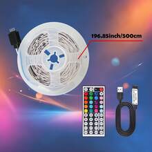 5V USB供电RGB LED灯带。配备红外44键遥控器，6种动态模式，20种静态颜色，5V RGB条形LED灯，适用于客厅、卧室、橱柜、楼梯、电视背光以及各种派对装饰。 - 多色光 - 查看 12