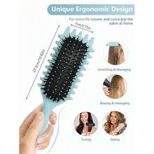 Curl Defining Brush For Curly Hair – Detangling & Styling Brush For Women & Men, Defines 2A To 4C Curls, Reduces Frizz, Perfect For Wet & Dry Hair (Blue) - Màu xanh da trời - Xem 7