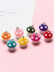 20个蘑菇形吊坠DIY项链配件，带挂钩，随机混装 - 彩色 - 查看 1