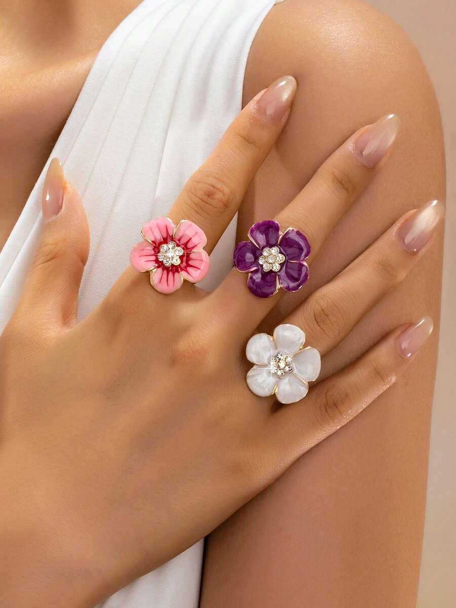 1 mặt dây chuyền hình hoa màu tím và trắng đính đá ánh kim thời trang, phù hợp với trang phục hàng ngày, dự tiệc và du lịch của nữ giới. - hoa - Xem 1
