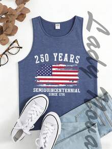LADYNOVA 250 Years Semiquincentennial American Flag Tank Top Since 1776 ,Women's Vest, Summer Outfits For Women, Vacation Outfits Women, Summer Clothes, Festival Outfits,Summer Tops - 藏蓝色 - 查看 2